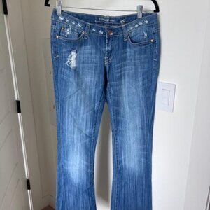 Zara TRF - Boot Cut Blue Distressed Medium Wash Jeans